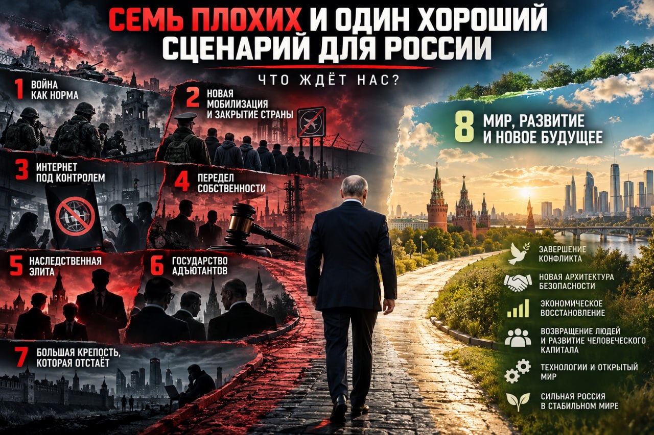 Сѣмь плохихъ и одинъ хорошій сценарій для Россіи. Что власть сделаетъ съ бѣспрецедентнымъ мандатом